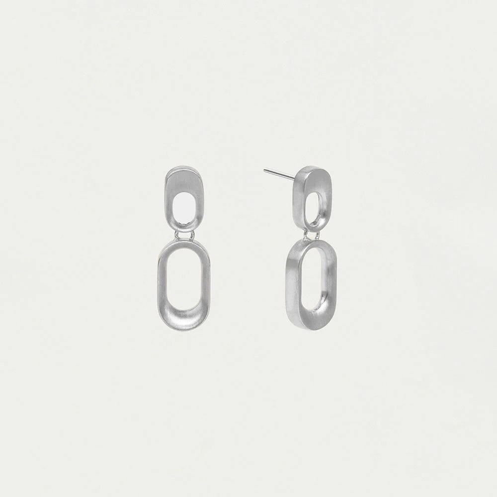 Dean Davidson Ipanema Small Link Drop Earrings Silver Brushed Matte E1066-S NEW - Picture 2 of 5